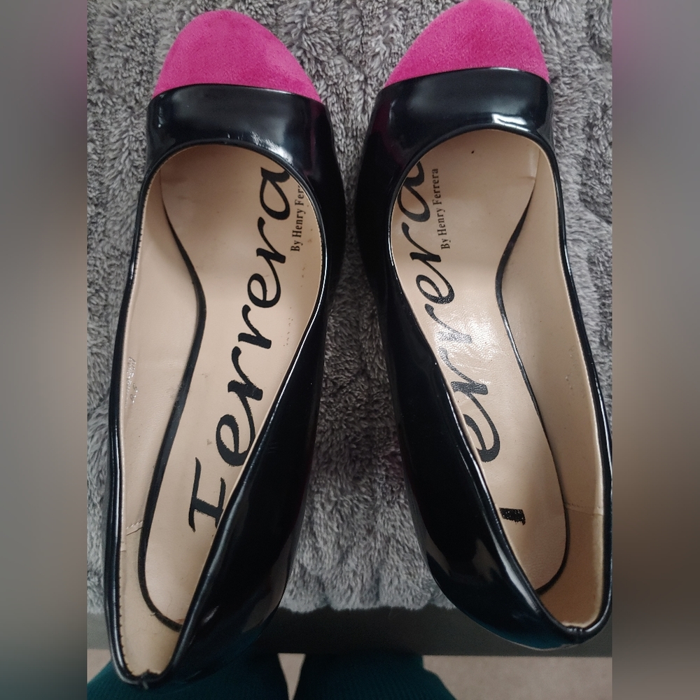 Womens black and hot pink heels